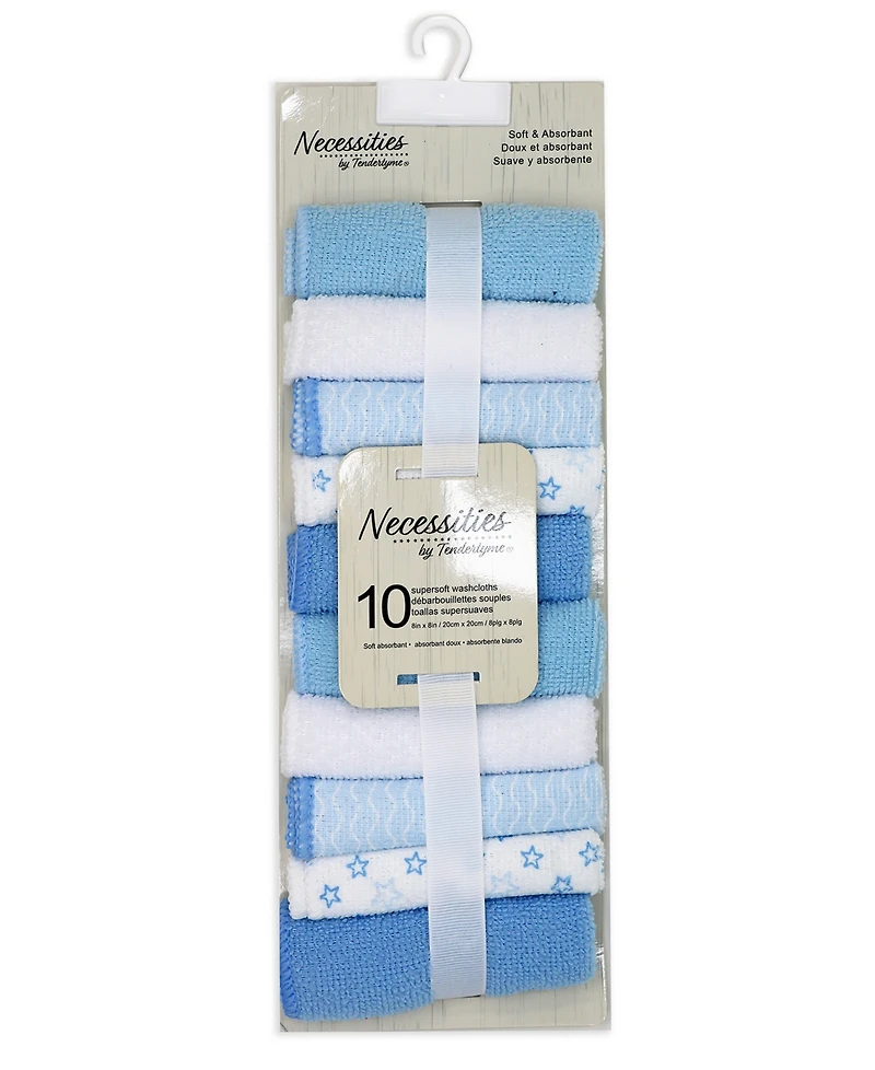 Tendertyme Baby Boys and Girls Stars 2 Pack Hooded Bath Towel Wash Cloth Set