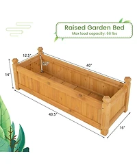 Wooden Rectangular Garden Bed with Drainage System