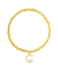 Adornia Gold Stretch Bead Imitation Pearl Letter Bracelet