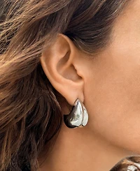 Adornia Silver Puff Hoop Earrings