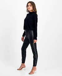 Bar Iii Petite Studded Faux-Leather Leggings, Created for Macy's