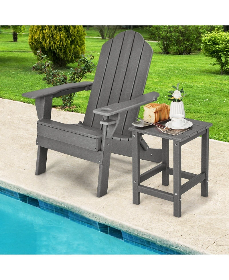 Slickblue 14 Inch Square Weather-Resistant Adirondack Side Table