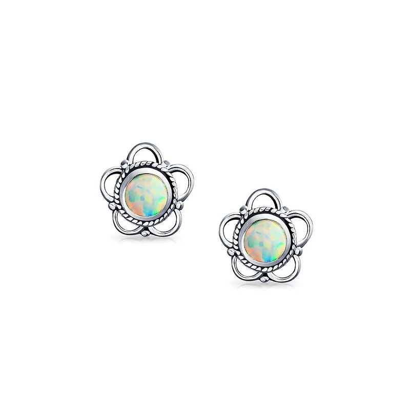 Bling Jewelry Tiny Open Flower Stud Earrings in Oxidized Sterling Silver
