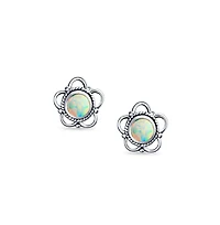 Bling Jewelry Tiny Open Flower Stud Earrings in Oxidized Sterling Silver