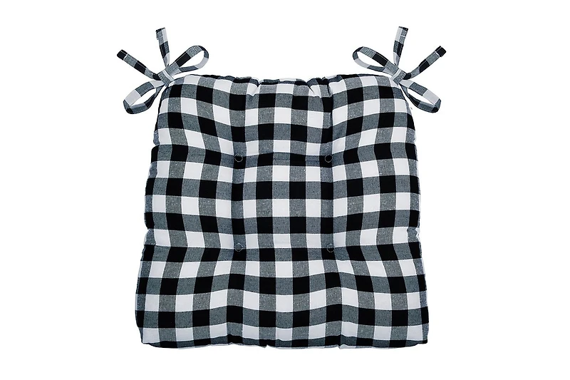 Kate Aurora Country Living Gingham Plaid Checkered Country Farmhouse Chair Cushion Pads