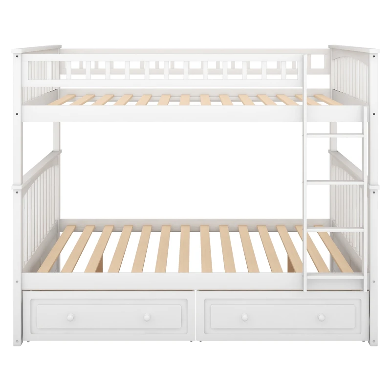 Streamdale Furniture Full Over Full Bunk Bed With Drawers, Convertible Beds, White