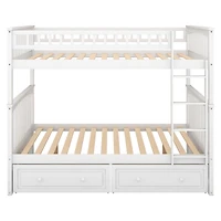 Streamdale Furniture Full Over Full Bunk Bed With Drawers, Convertible Beds, White