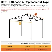 Yescom 117"x117" Gazebo Top Replacement for Smaller 10x10Ft 1-Tier Outdoor Patio Canopy Cover Party Yard Garden Coffee
