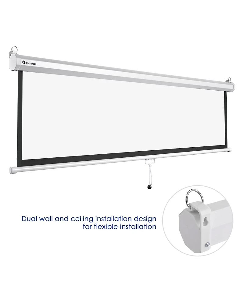 Instahibit 72" 16:9 4K Manual Projection Screen Pull Down Projector Home Movie
