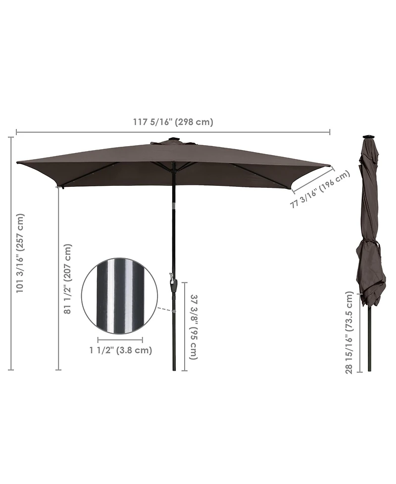 4Pack 10x6 Ft Solar Powered Patio Umbrella with Tilt Crank Aluminum Outdoor Pool