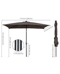 4Pack 10x6 Ft Solar Powered Patio Umbrella with Tilt Crank Aluminum Outdoor Pool