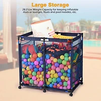 Yescom 37"x24"x35" Mesh Pool Storage Bin Rolling Cart Organizer Metal Frame Color Opt