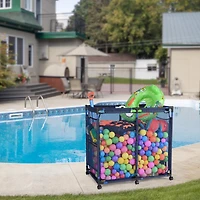 Yescom 37"x24"x35" Mesh Pool Storage Bin Rolling Cart Organizer Metal Frame Color Opt