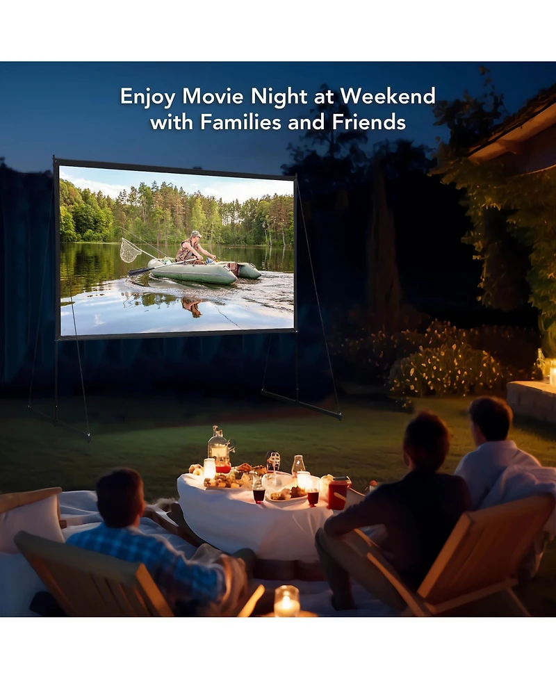 100" Portable Detachable Projector Screen with Stand Movie Projection 16:9 Hd 1.1 Gain