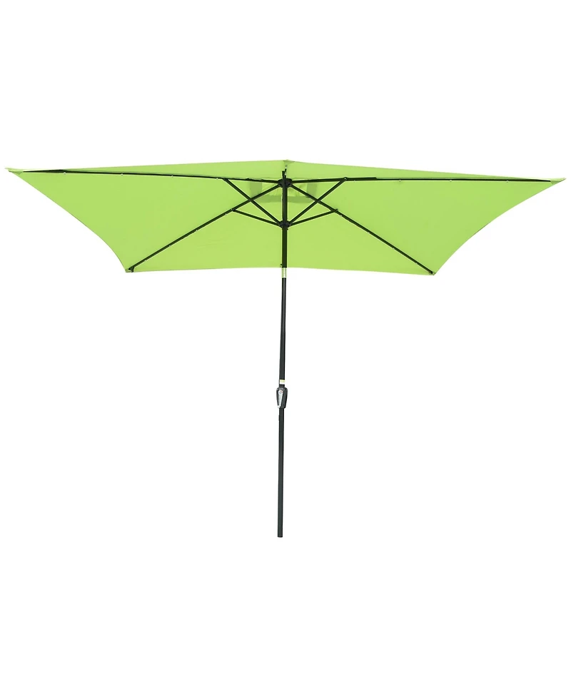 Yescom 10x6.5FT Rectangle Outdoor Solar Led Patio Umbrella with Crank Tilt for Table Market Yard Deck Pool Party Green