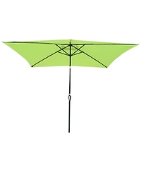 Yescom 10x6.5FT Rectangle Outdoor Solar Led Patio Umbrella with Crank Tilt for Table Market Yard Deck Pool Party Green