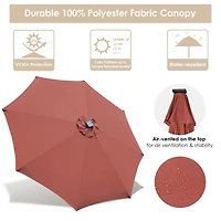 9ft Solar Led Patio Umbrella Outdoor Yard Parasol Cafe Sunshade Tilt with Crank