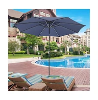 9ft Solar Power Led Patio Umbrella Outdoor Yard Parasol Sunshade Tilt with Crank