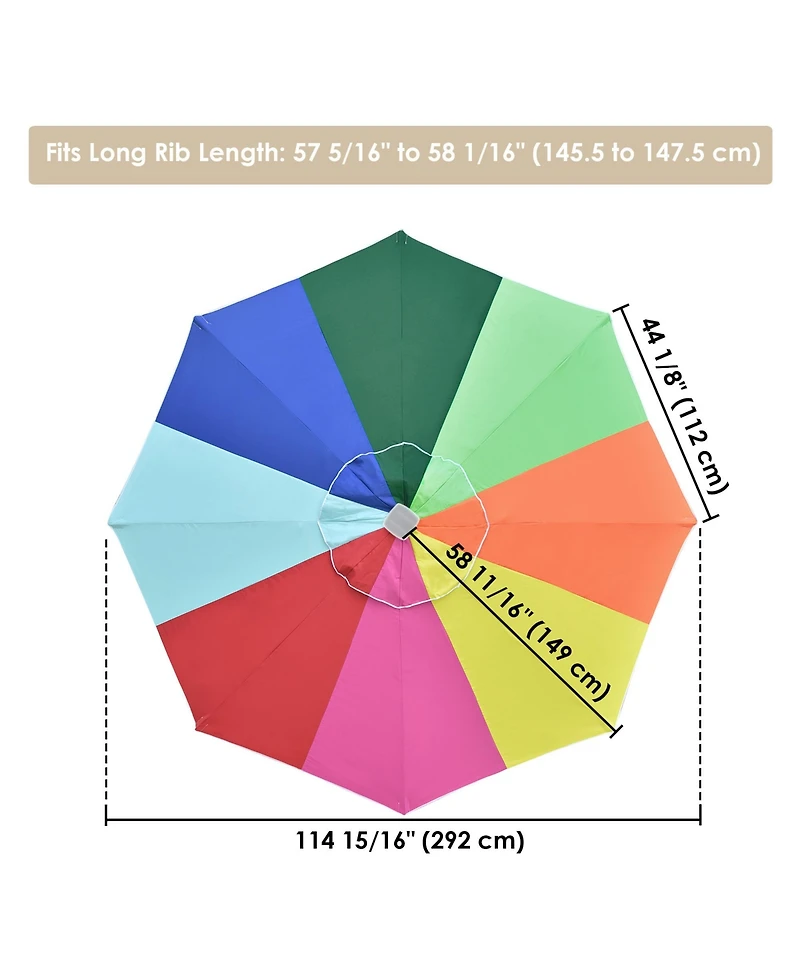 Yescom 10ft UV50+ Universal Replacement Umbrella Canopy Outdoor Beach Parasol Top Cover