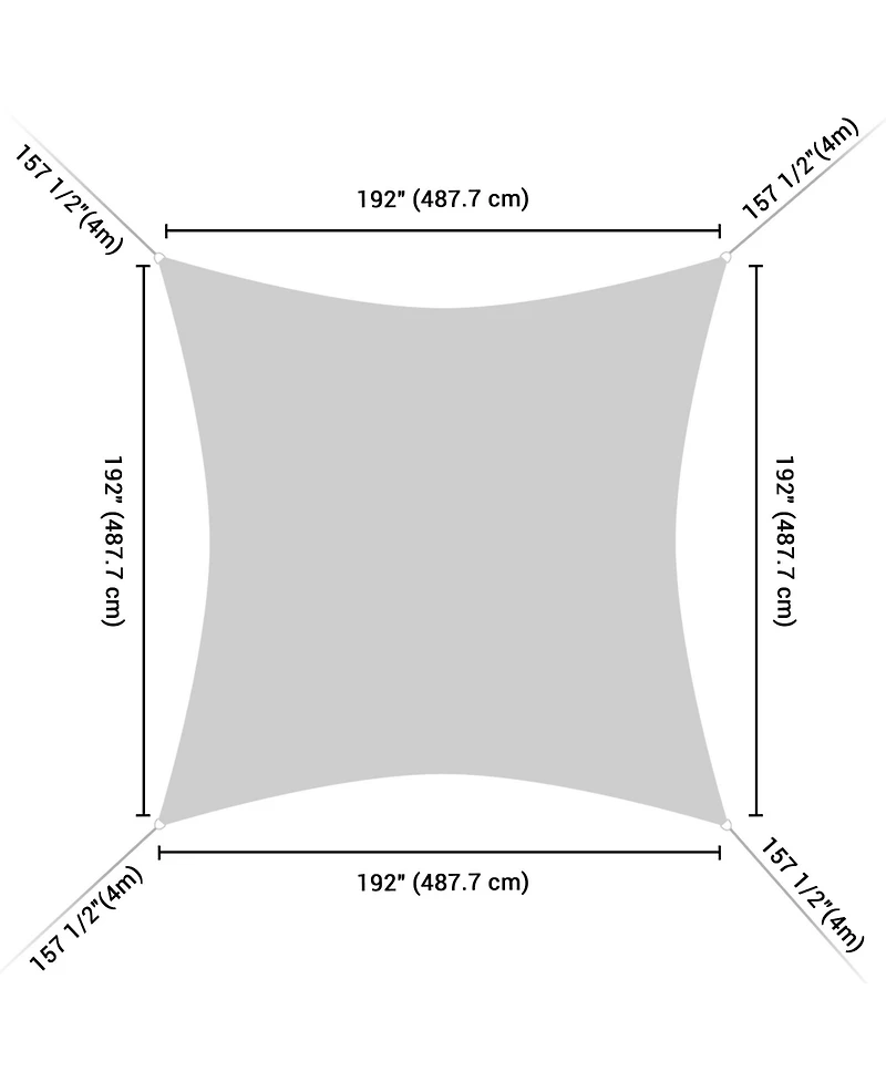 16x16 Ft 97% Uv Block Square Sun Shade Sail Hdpe Canopy Patio Backyard Pool Lawn