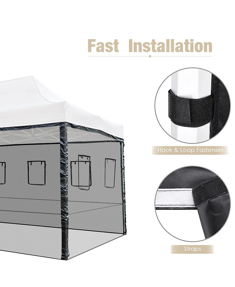 4 Mesh Sidewalls for 15x10 Ft Pop Up Canopy Tent with Windows Food Vendor Fair