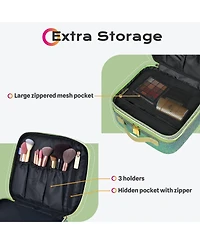 Byootique Portable Glitter Makeup Train Case Brush Holder Cosmetic Bag Travel