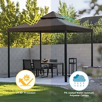 Yescom 10x10Ft UV30+ Gazebo Replacement Top for 2 Tier Outdoor Canopy Cover Patio Backyard Party Deck Coffee Liqueur