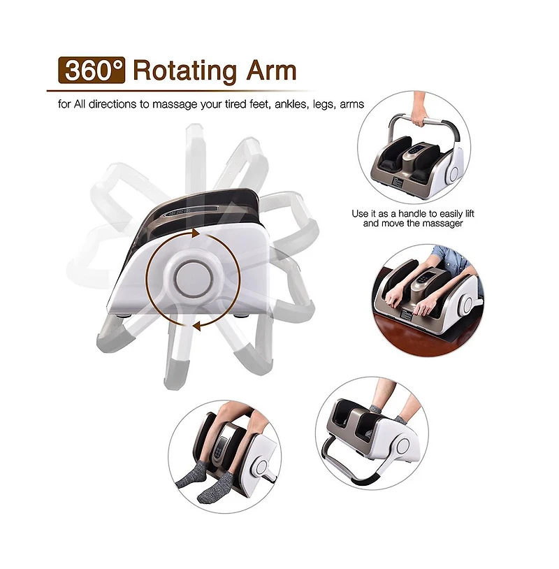 Electric Foot Massage Machine 360° Adjustable with Heat Shiatsu Roller Vibration