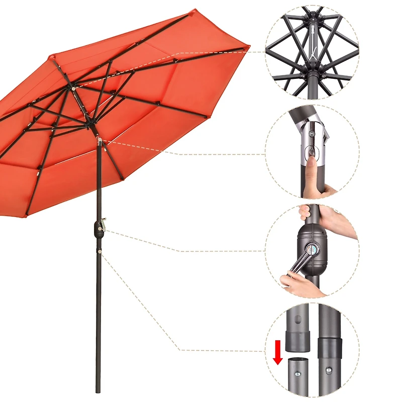 Yescom 3 Tier Patio Umbrella with Crank Handle Push to Tilt Hotel Pool