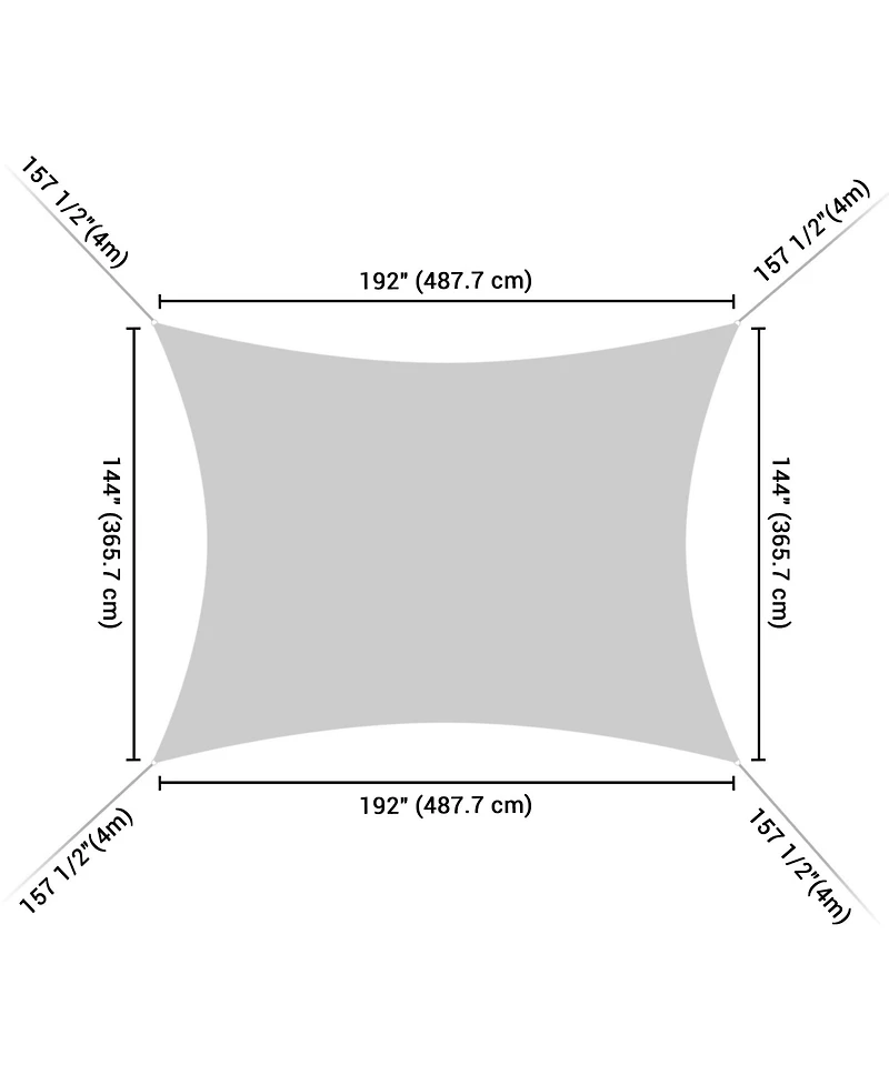 16x12 Ft 97% Uv Block Rectangle Hdpe Sun Shade Sail Heavy Duty Canopy Garden