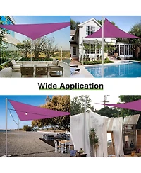 Triangle Sun Shade Sail Canopy Awning 10Ft Detachable Pole Kit Outdoor