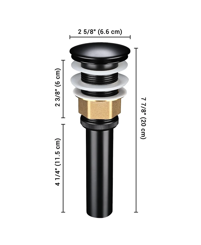 Aquaterior Bathroom Pop Up Drain without Overflow Lavatory Vessel Basin Black