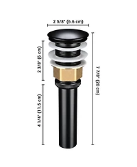 Aquaterior Bathroom Pop Up Drain without Overflow Lavatory Vessel Basin Black