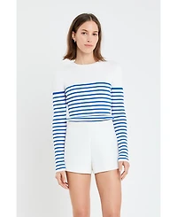 English Factory Women's Stripe Long Sleeve Knit Top