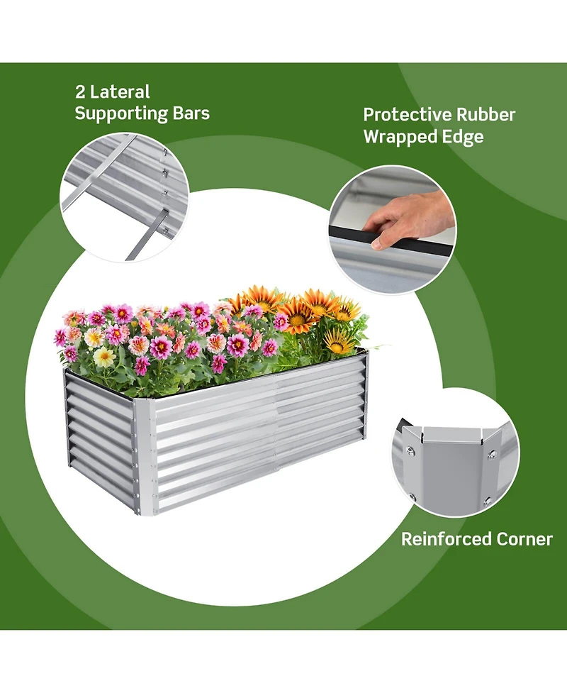 6 x 3 x 2 Feet Rustproof Metal Planter Box with Ground Stakes for Plants
