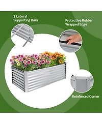 6 x 3 x 2 Feet Rustproof Metal Planter Box with Ground Stakes for Plants