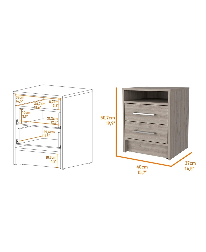 Fm Furniture Philadelphia Nightstand, Two Drawers