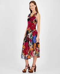 Robbie Bee Women's Printed Chiffon Fit & Flare Dress