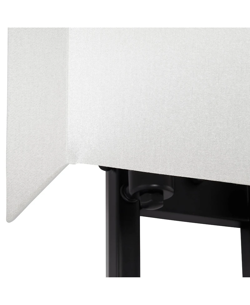 Possini Euro Design Modena Modern Art Deco Wall Light Sconce Black Hardwire 9 1/2" Fixture Silvery Faux Silk Shade for Bedroom Bathroom Vanity Re