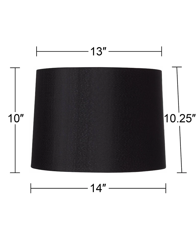 Springcrest Black Medium Hardback Drum Lamp Shade 13" Top x 14" Bottom x 10.25" Slant x 10" High (Spider) Replacement with Harp an