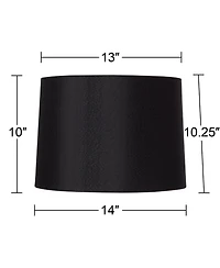 Springcrest Black Medium Hardback Drum Lamp Shade 13" Top x 14" Bottom x 10.25" Slant x 10" High (Spider) Replacement with Harp an
