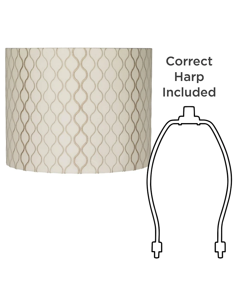 Springcrest Embroidered Hourglass Medium Lamp Shade 14" Top x 14" Bottom x 11" High (Spider) Replacement with Harp and Finial