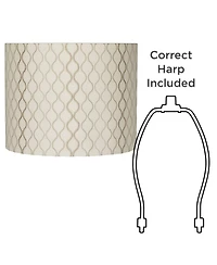 Springcrest Embroidered Hourglass Medium Lamp Shade 14" Top x 14" Bottom x 11" High (Spider) Replacement with Harp and Finial
