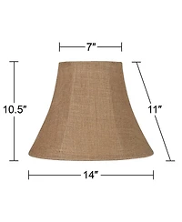 Springcrest Set of 2 Bell Lamp Shades Natural Medium 7" Top x 14" Bottom x 10.5" High Spider Replacement Harp and Finial Fitting