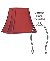 Springcrest Crimson Red Cut-Corner Medium Lamp Shade 8" Wide and 6" Deep at Top x 14" Wide and 11" Deep at Bottom x 11" High