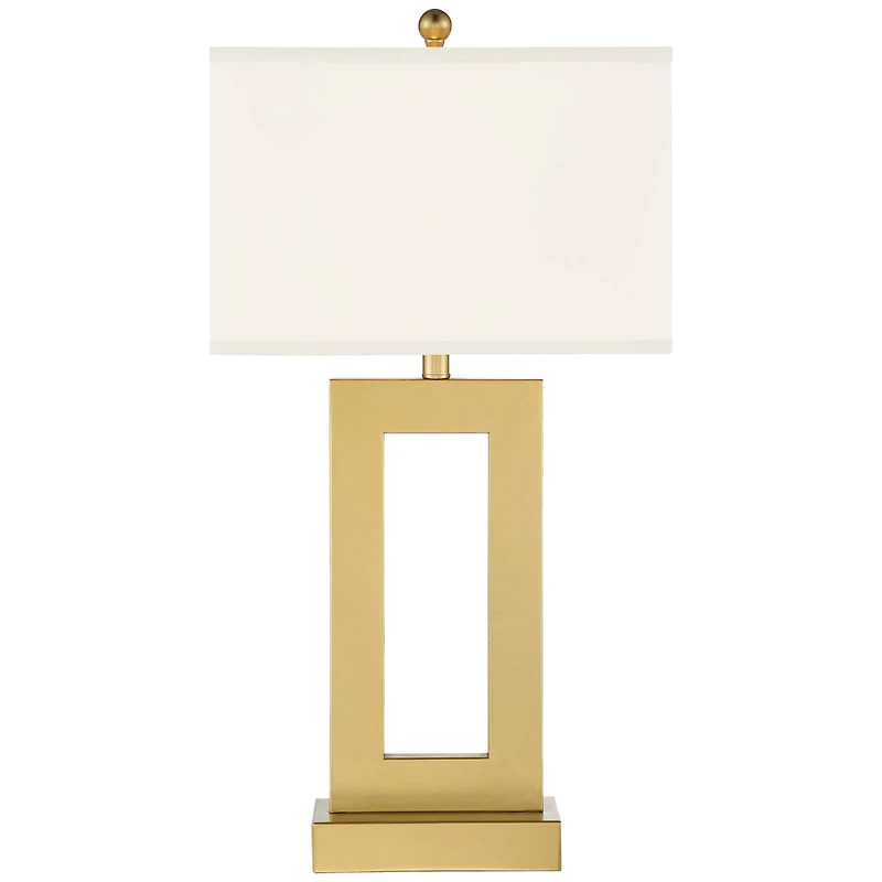360 Lighting Marshall Modern Table Lamp 30" Tall Gold Open Base Oatmeal Rectangular Shade for Bedroom Living Room Bedside Nightstand Office House
