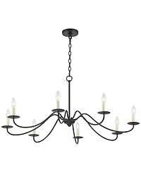 Franklin Iron Works Marinec Black Hanging Chandelier Lighting 42" Wide Farmhouse Rustic Bent Arms 8-Light Fixture for Dining Room Living House Home Fo