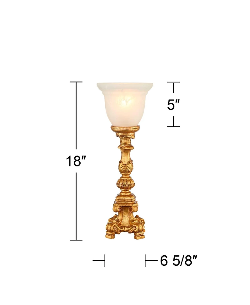 Traditional Glam Console Accent Table Lamp 18" High French Gold Uplight Alabaster Glass Shade Decor for Living Room Bedroom House Bedside Nightstand O