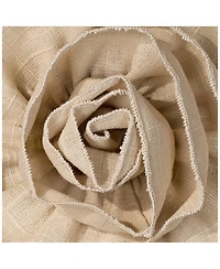 Springcrest Almond Linen with Flower Small Drum Lamp Shade 11" Top x 12" Bottom x 11" High (Spider) Replacement with Harp and Finial