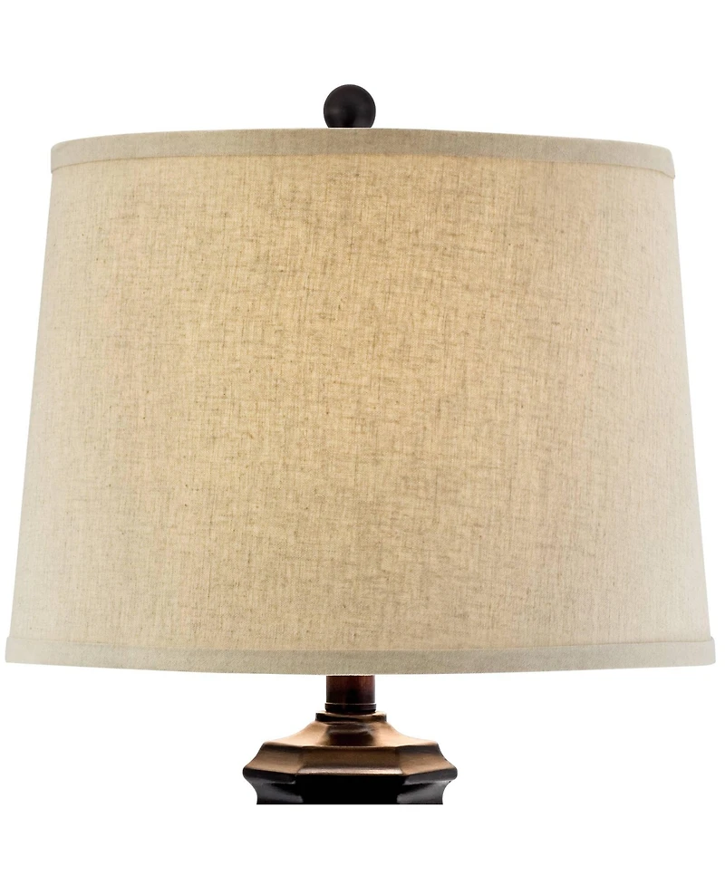 Regency Hill Tropical Table Lamp 29" Tall Woven Wicker Pattern Beige Linen Drum Shade for Living Room Family Bedroom Bedside Nightstand